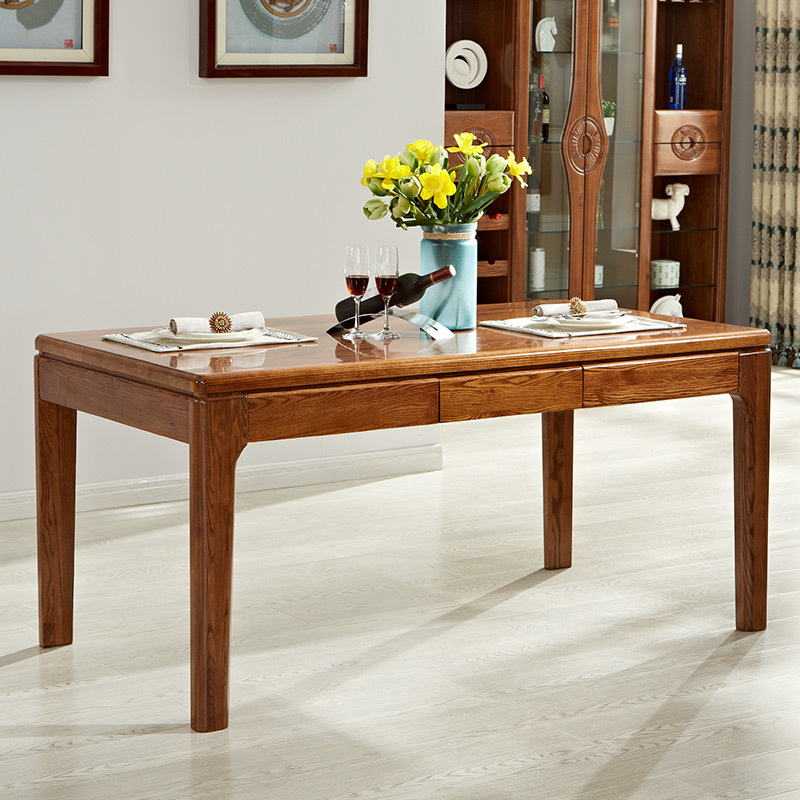 光明家具餐桌餐厅家具实木质餐桌水曲柳餐桌椅一桌四椅六椅组合现代