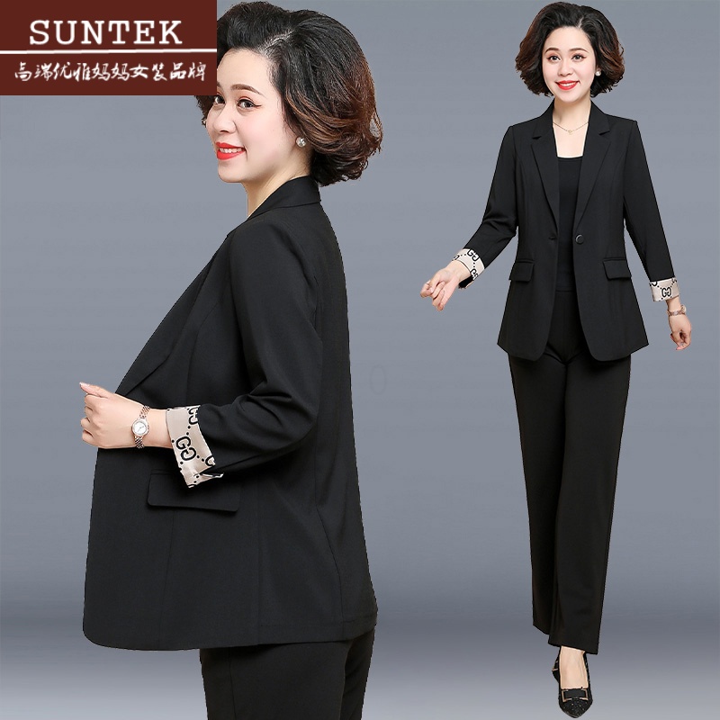 suntek中老年妈妈职业套装两件套2022新款春装上衣中年女装春秋西装