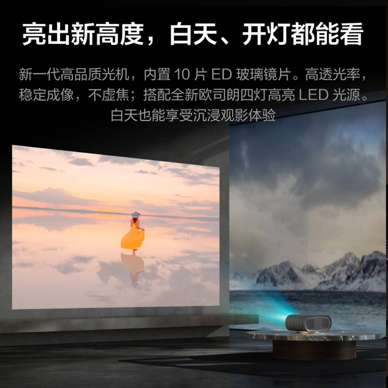 联想YOGA7000智能投影仪1080P高清超清智能投影机2400ANSI流明卧室客厅3D百吋大屏家庭影院无损光学变焦