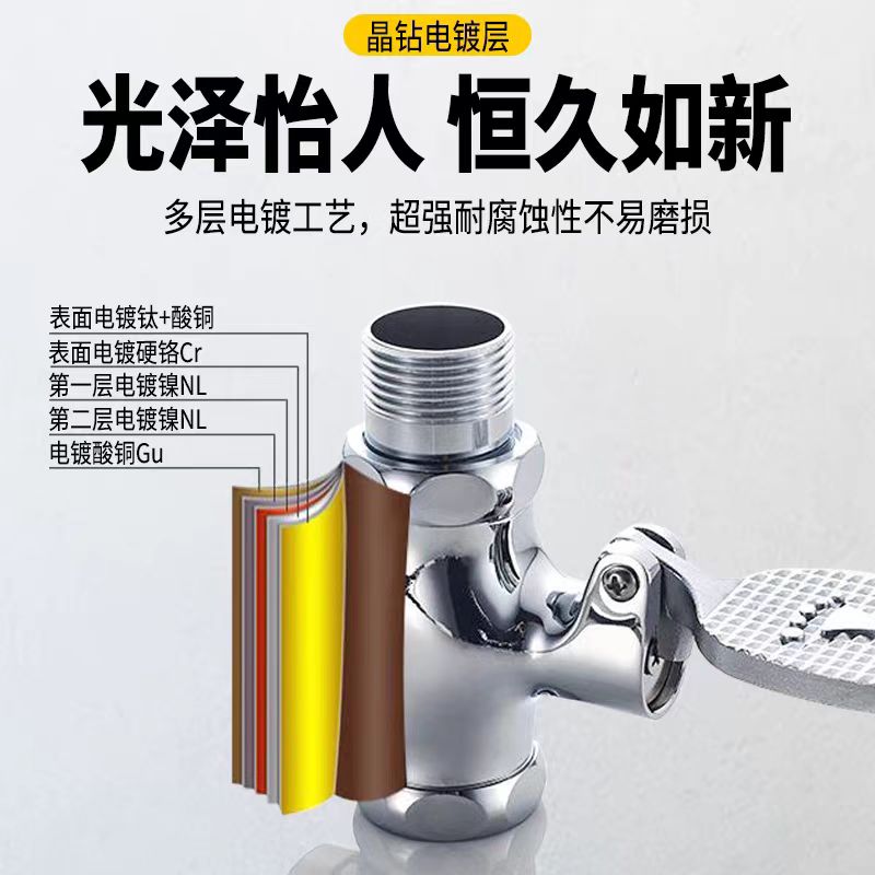 沃奈斯 Oh nice 脚踏阀 大便延时冲洗阀 黄铜款[弯头6分]小体 个高清大图