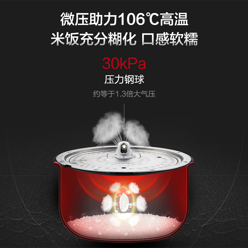 格力大松(TOSOT)电饭煲GDCF-40X65C 家用4L大容量IH电磁加热微压电饭锅预约功能紫铜内胆3-4-6人适用高清大图