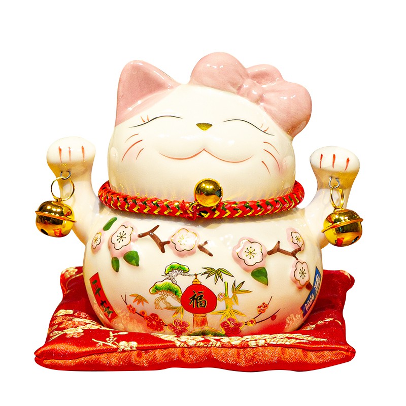 日本猫摆件 开业礼品储蓄罐店铺收银台存钱罐发财猫家居客厅 三维工匠 6寸财源滚滚红色(钱罐)猫高清大图