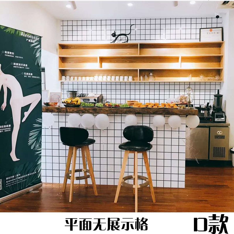 收银台北欧店铺小型奶茶店吧台服装店童装店简约柜台美容院前台桌_373_505 平面无展示格款《F款》_80x60x100cm