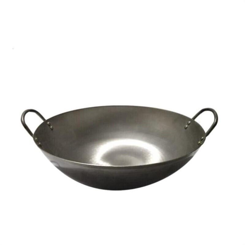 是尚 商用铁锅圆底大口径铁锅炒锅熟铁锅耳钢板锅边锅加厚