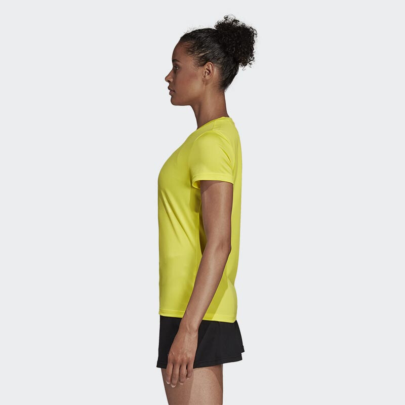 阿迪达斯 (adidas)春夏新款羽毛球短袖男女款圆领T恤情侣款休闲运动短袖针织速干透气 女款黄色CW7088 (S-X
