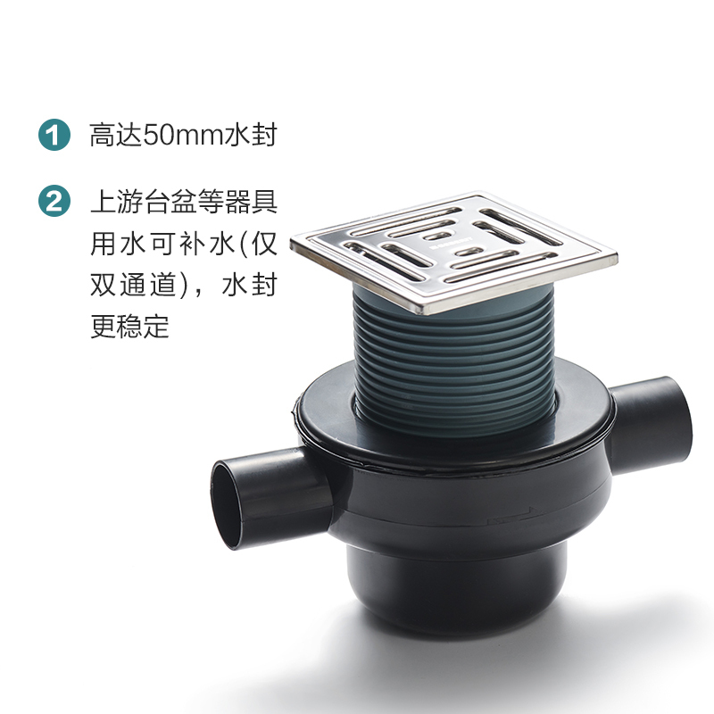 [官方旗舰店]吉博力卫生间地漏多重防臭防返水横排水地漏50管