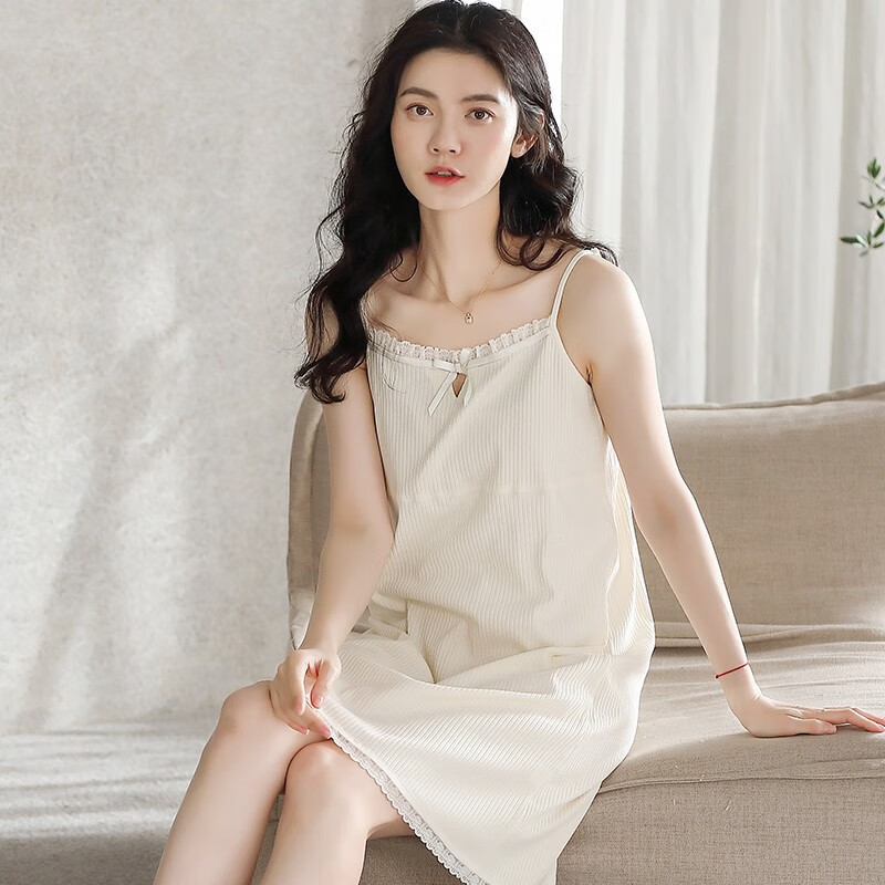 Cmierf Kuect(中国CK)莫代尔蕾丝甜美性感吊带裙家居服 (无胸垫)CK-LS658 L码