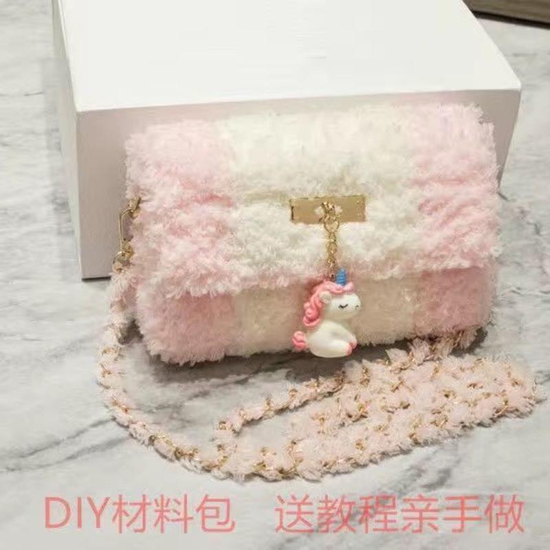 成品包手工绒线包包diy手工包泫雅送闺蜜送女友单肩斜跨包ins 独角兽成品[颜色找客服备注]