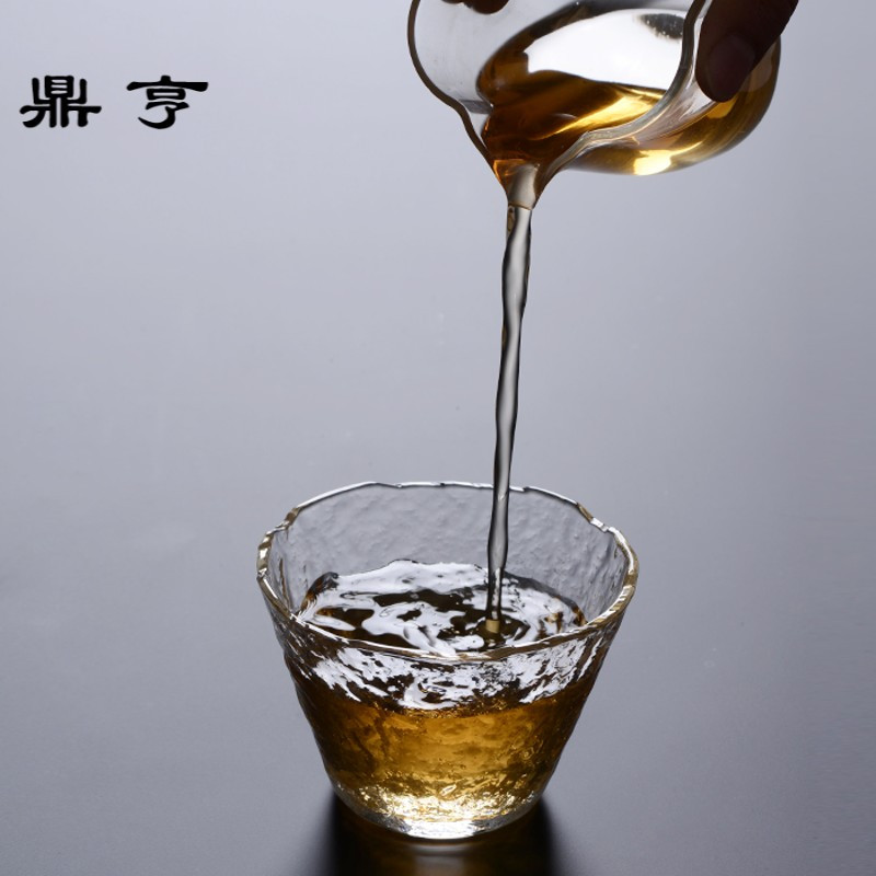 鼎亨一禅茶事初雪大号品茗杯主人杯玻璃锤目纹小茶杯耐热日本功夫