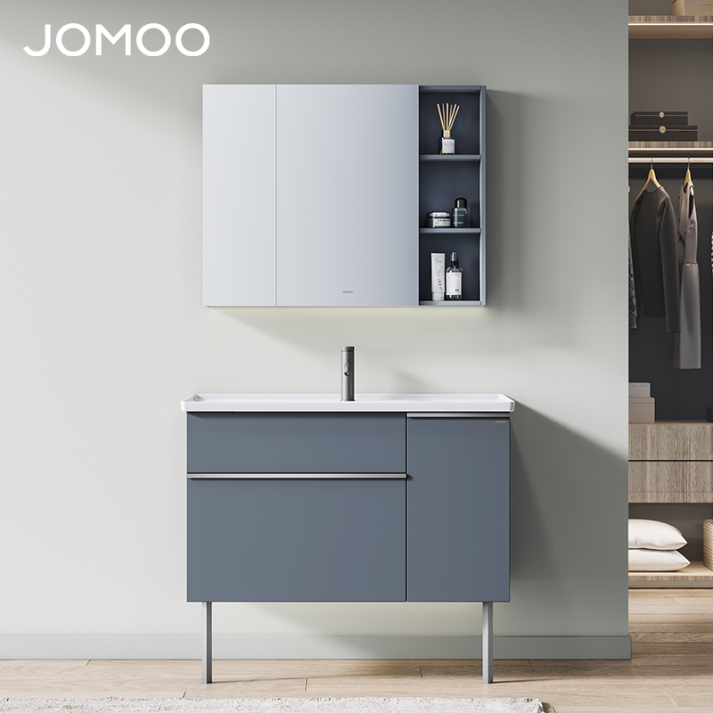 九牧卫浴官方旗舰浴室柜组合岩板实木卫生间洗脸盆洗手盆镜柜组合a