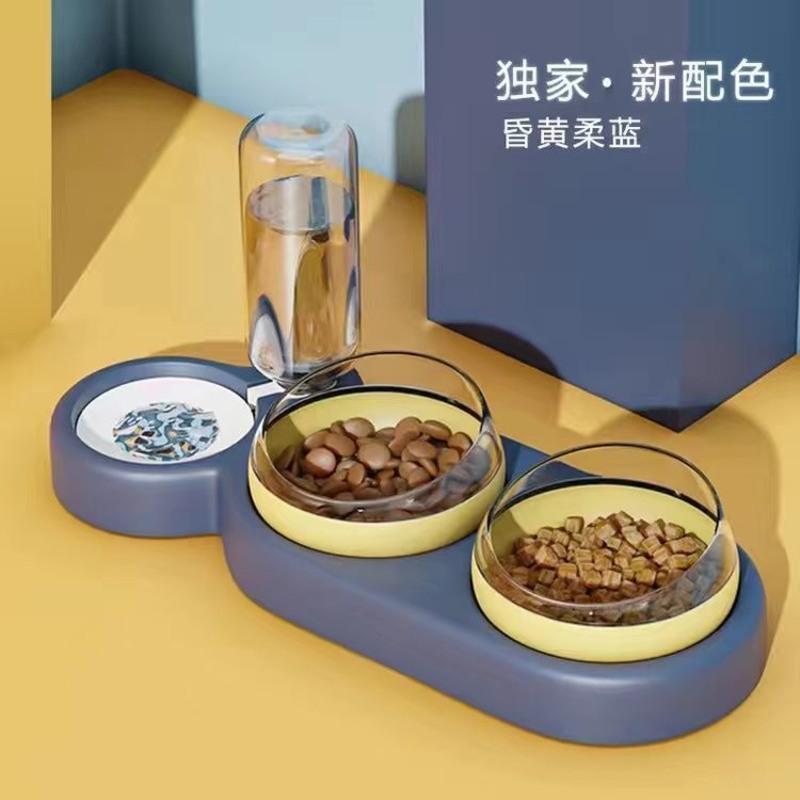 绿单碗不含底座._ 2碗1水干湿分离. 猫碗双碗自动饮水狗盆狗碗食盆狗狗碗猫咪水碗防打翻饭盆宠物用