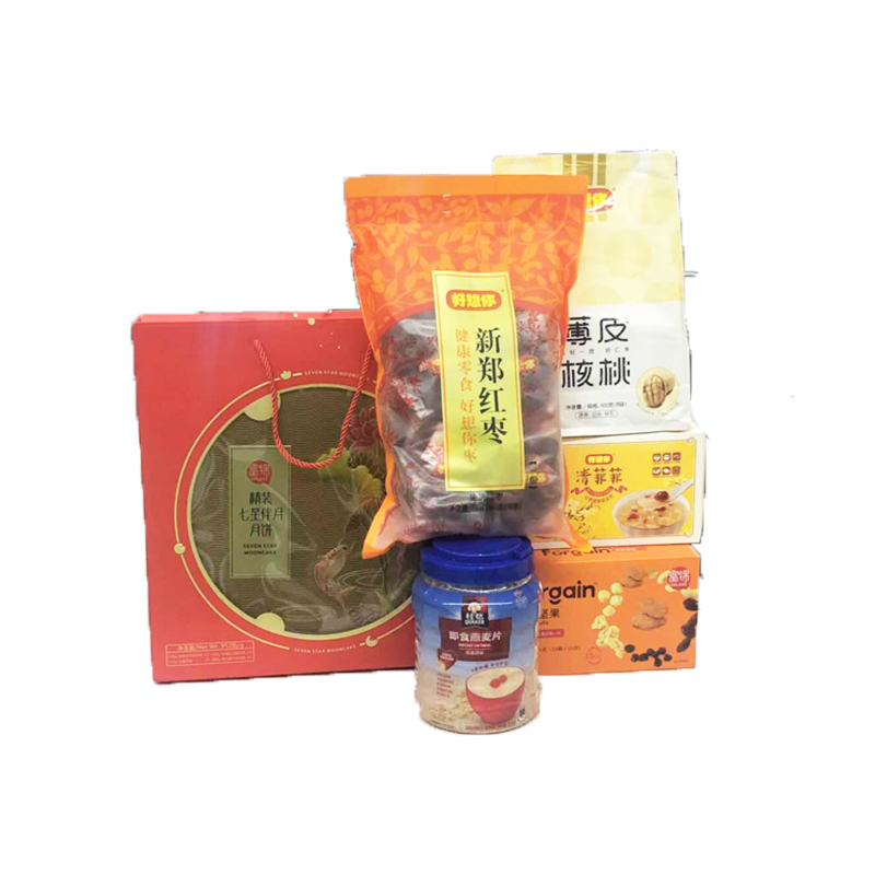 富锦中秋节日礼包套餐一(含好想你清菲菲+富锦坚果375g+富锦精装月饼+桂格燕麦片+好想你红枣+好想你核桃)