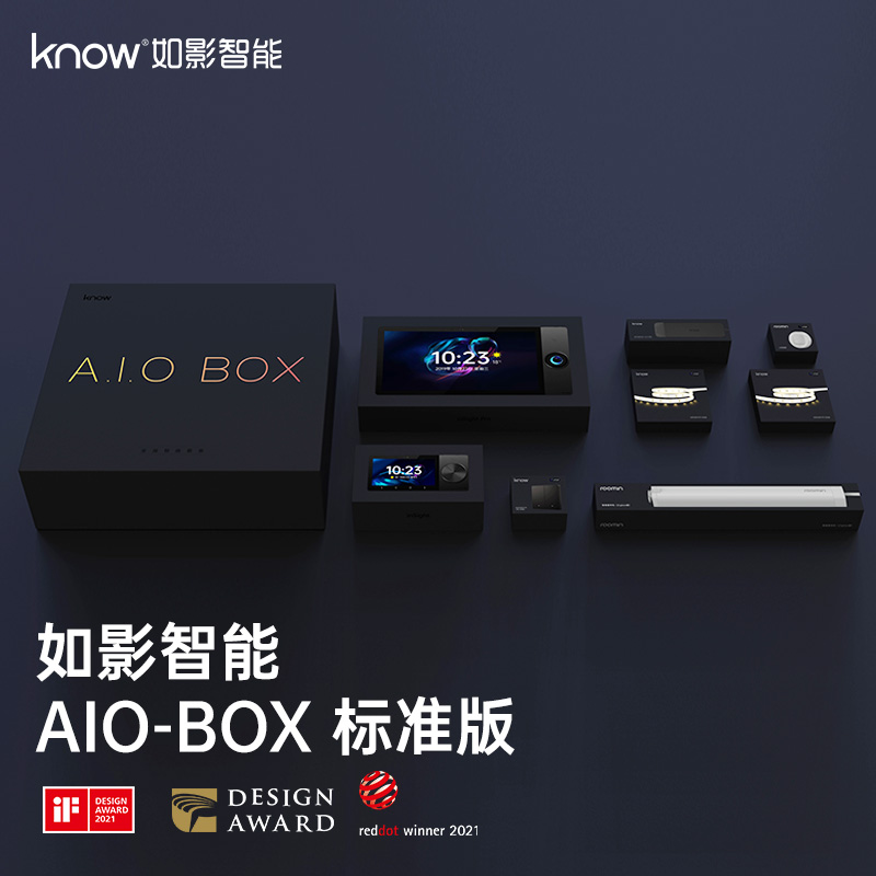 know 如影智能AIO BOX 标准版 智能中控 全能网关 智能音箱 全屋智能家居套装 黑色零火双键开关