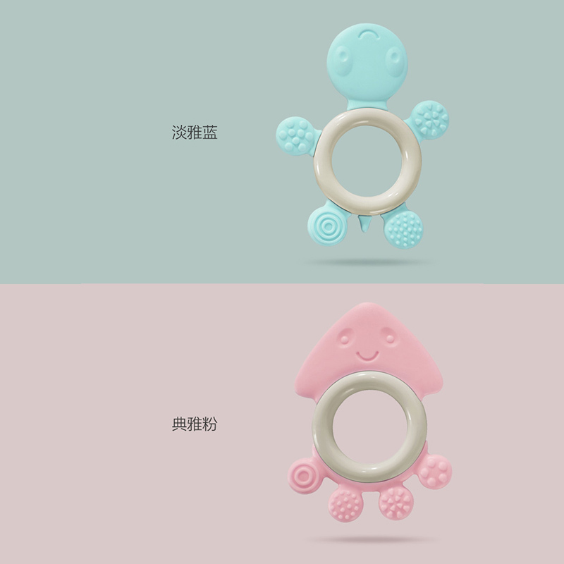 oonew喔喔牛宝宝磨牙器 宝宝磨牙棒磨牙玩具曼哈顿球 婴儿磨牙牙胶咬咬乐粉色TB-1680P