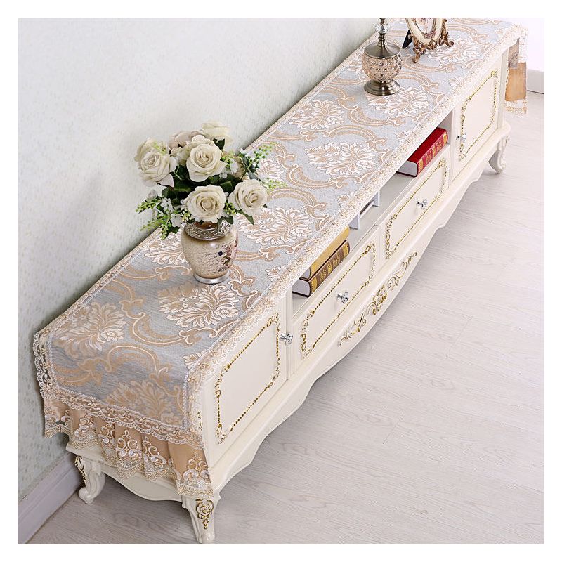 电视机罩盖巾电视柜桌布布艺柜鞋柜罩电视柜|暮羽-金咖 46*210cm[电视