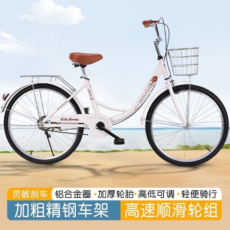 自行车成年人女式中大学生免充气实心胎轻便通勤22寸24寸普通单车图片