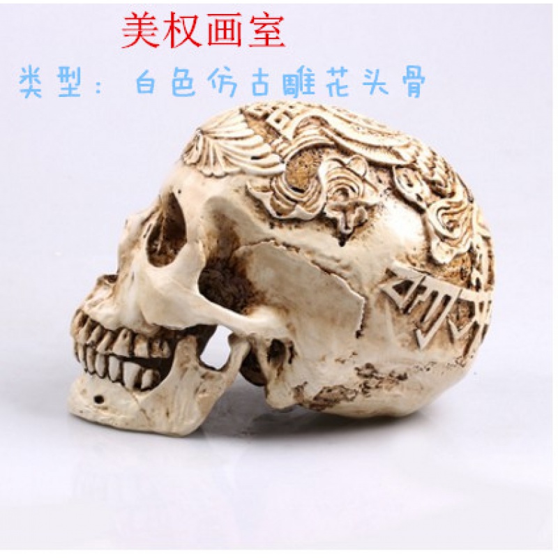 热卖 美术素描模型1:1人体骨骼模型人头骨树脂骷髅头办公摆件绘画 肌肉人头像(灰色)高清大图