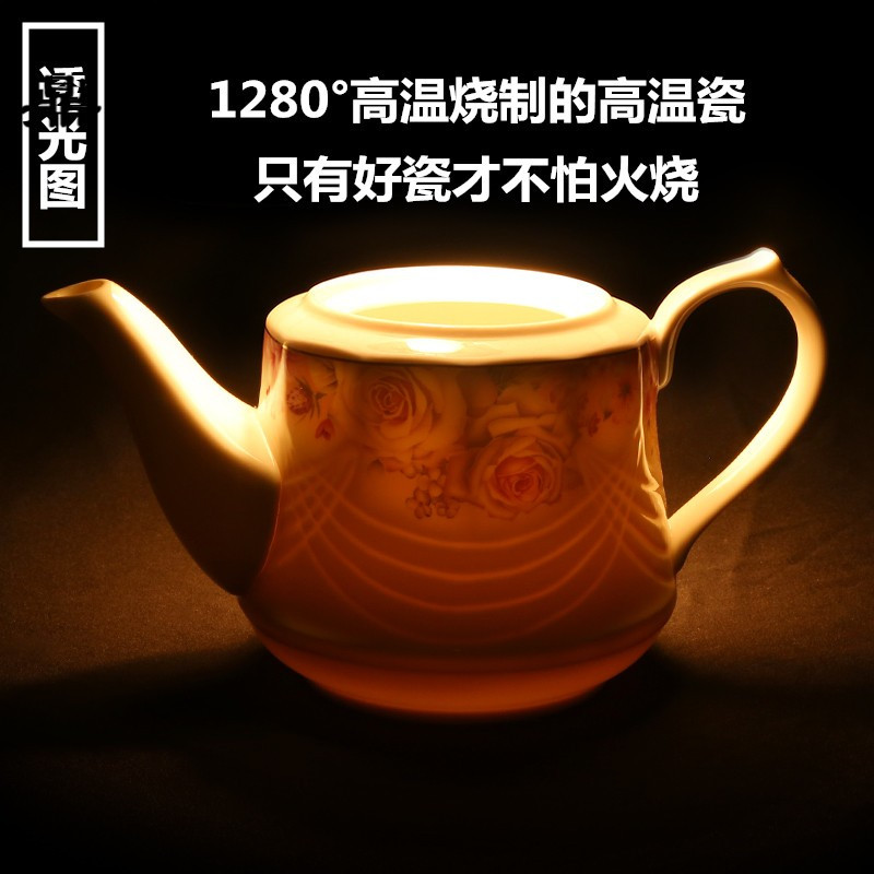 鼎亨婚庆茶具陶瓷家用茶壶套装耐高温骨瓷凉水壶花茶壶茶杯套装配