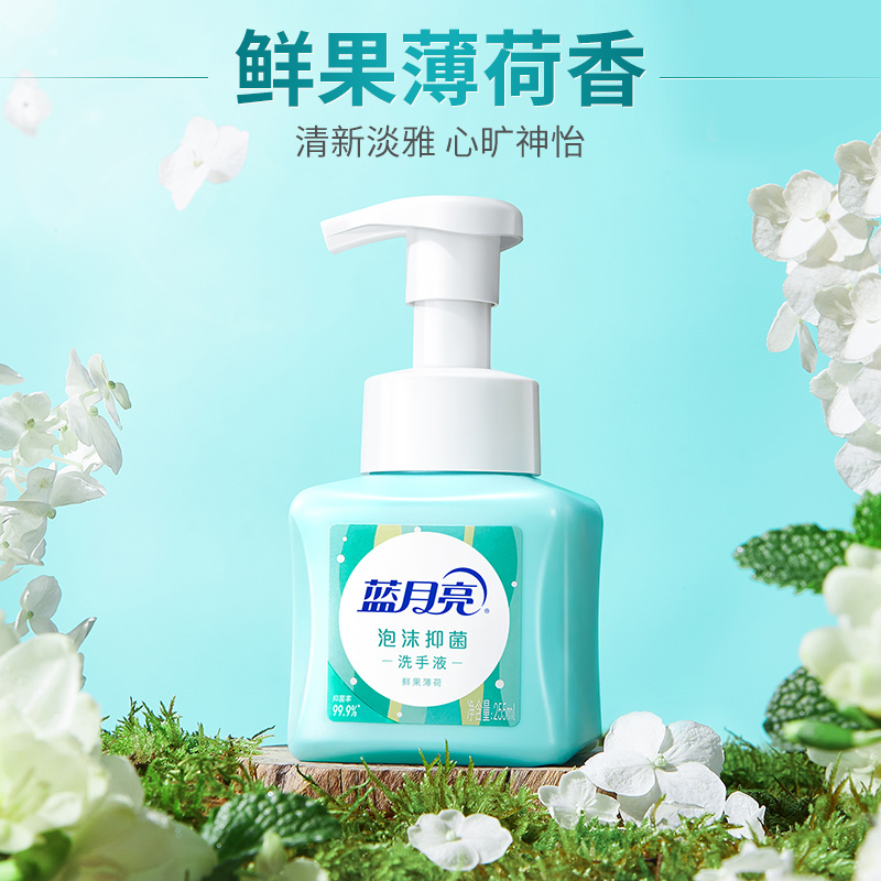 蓝月亮鲜果薄荷泡沫抑菌洗手液255ml×2高清大图