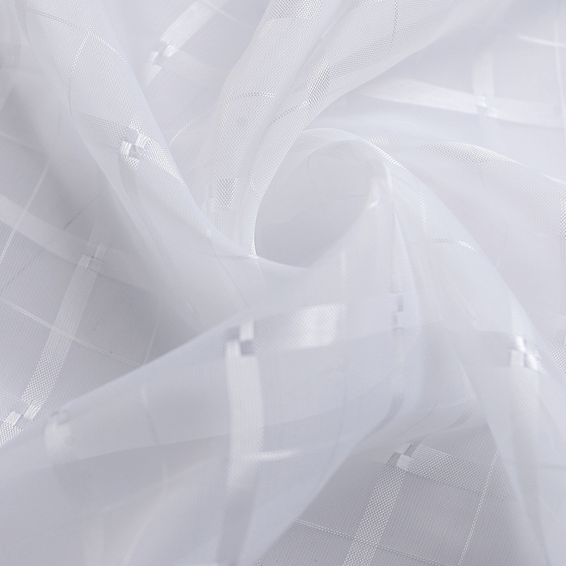 美帮汇窗帘成品简约现代客厅卧室落地窗飘窗阳台百搭格子半遮光窗帘 白色格子纱 宽3.0高2.7挂钩