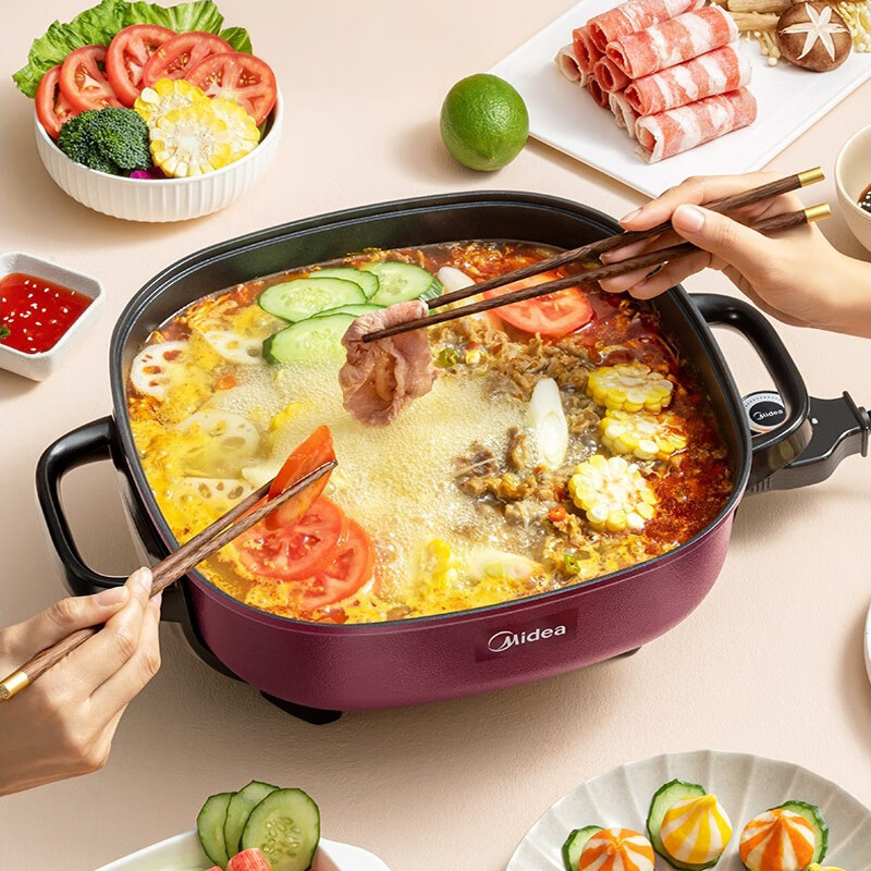 美的(Midea)电火锅多用途锅电煮锅电热锅电炒锅小电锅 6L大容量 MC-LHN30D[企采专享 一件代发]高清大图