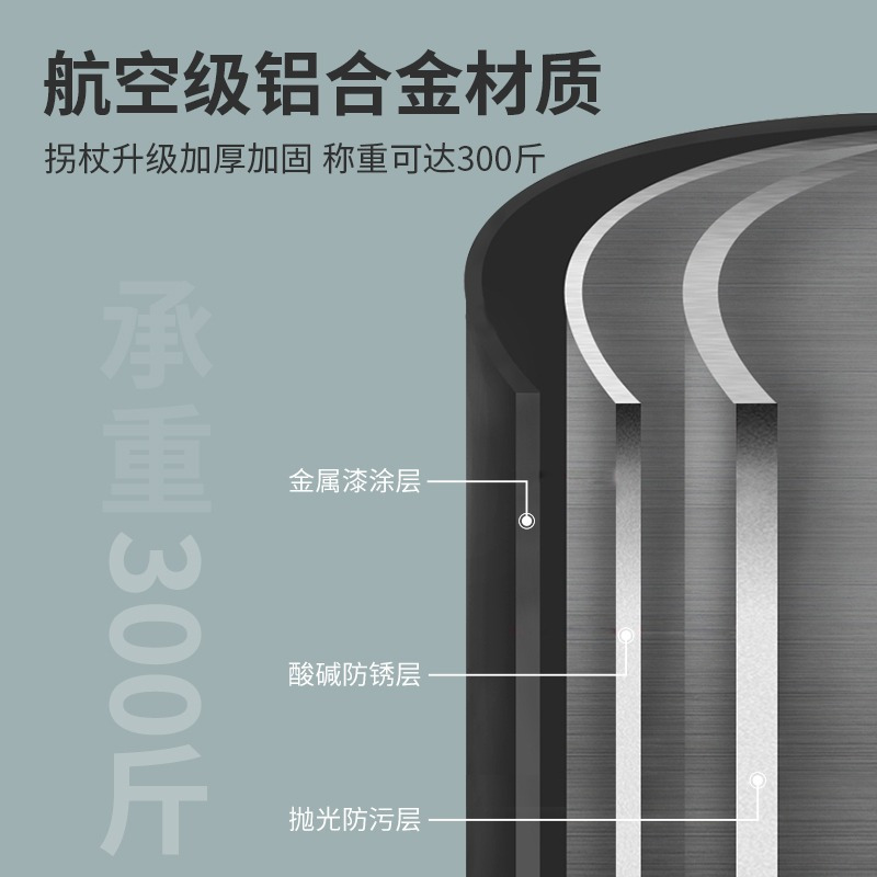 爱护佳(aiHUjia)拐杖 老人医用四脚手杖 便捷防滑单脚助行步器可调扶柺杖高清大图