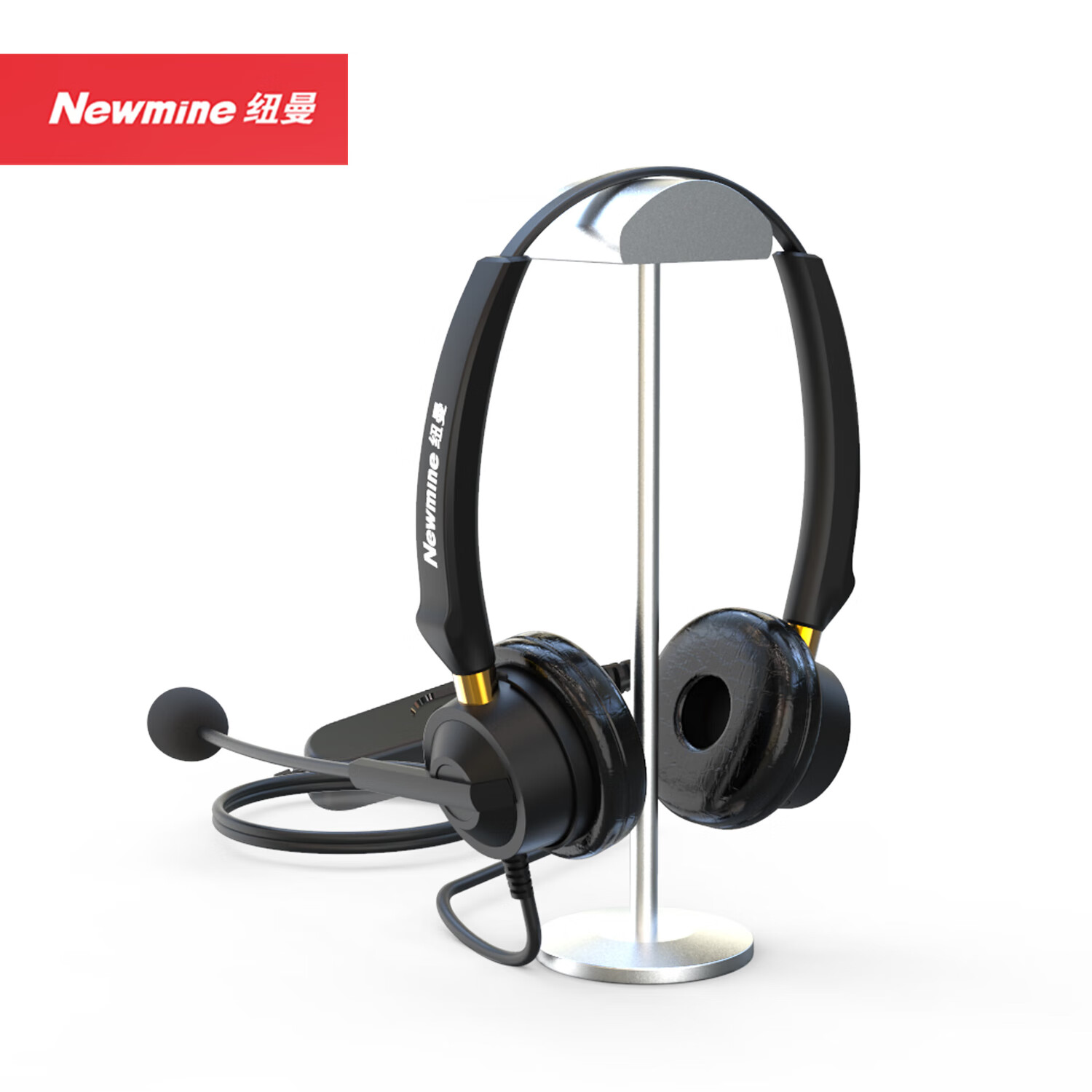 纽曼Newmine (NM-HW801DX) RJ9接口 双耳RJ9带中控话务耳麦 黑色(单位:副)高清大图