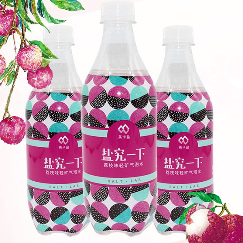 延中 盐究一下 荔枝味 茶卡盐轻矿气泡水 470ml *15瓶 整箱装
