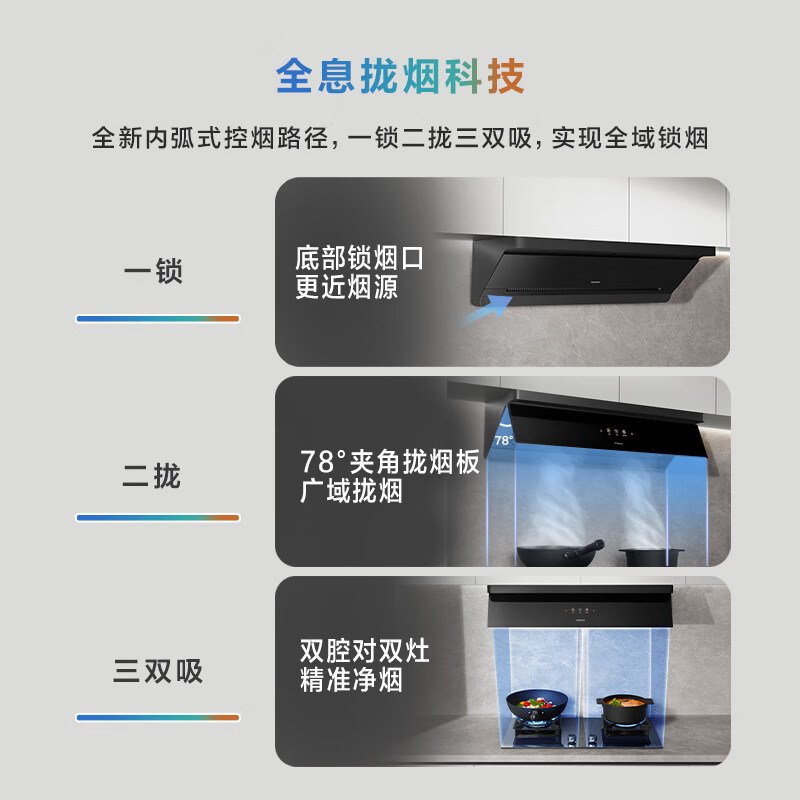 老板(ROBAM)油烟机烟灶套餐两件套侧吸触控式30立方5.2灶具厨电套装67A7-L1P+57B9A-D2P高清大图