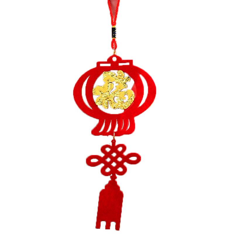 思唯美(sweet made) 金箔福字挂件中国结扇形绒布福字挂饰 长30cm-宽10cm-20个