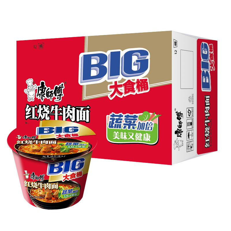 惠品企购康师傅 方便面桶面泡面桶装12桶/箱