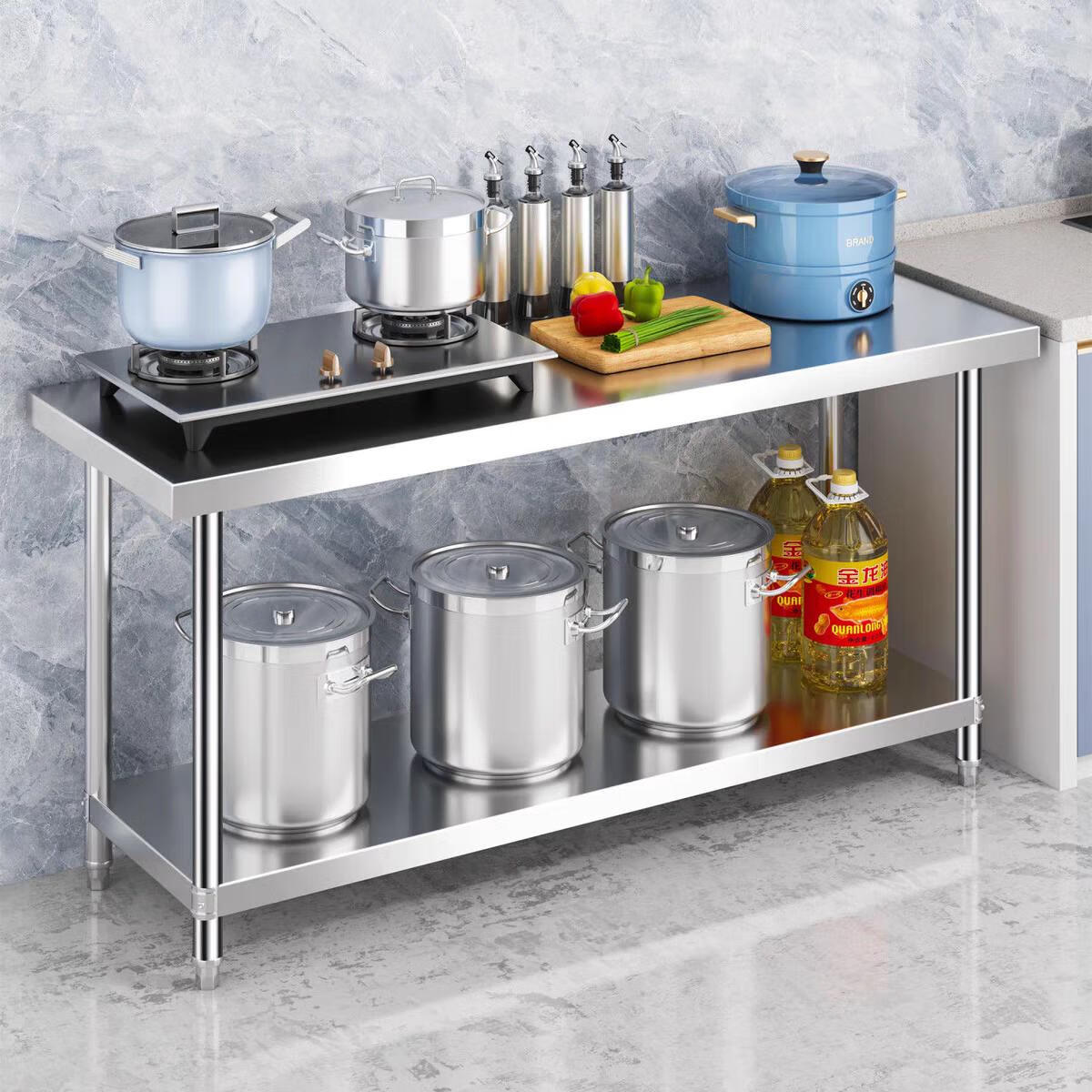 曌梵不锈钢操作台150*50*80cm张高清大图