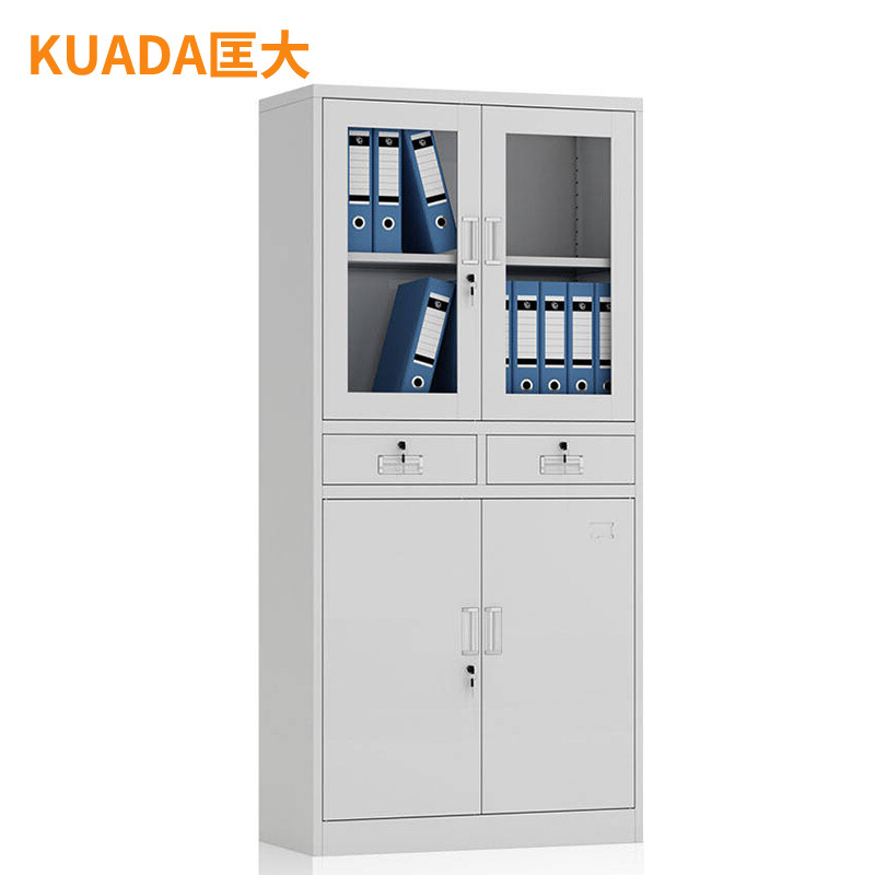 匡大 文件柜铁皮档案柜办公柜中二斗钢柜KDGG-BK01高清大图
