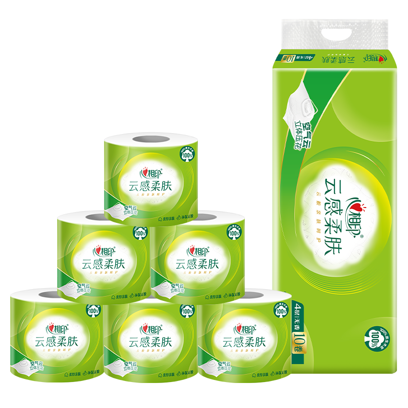心相印BT5410(提装)心相印云感系列150克10粒装四层立体压花卷筒卫生纸.