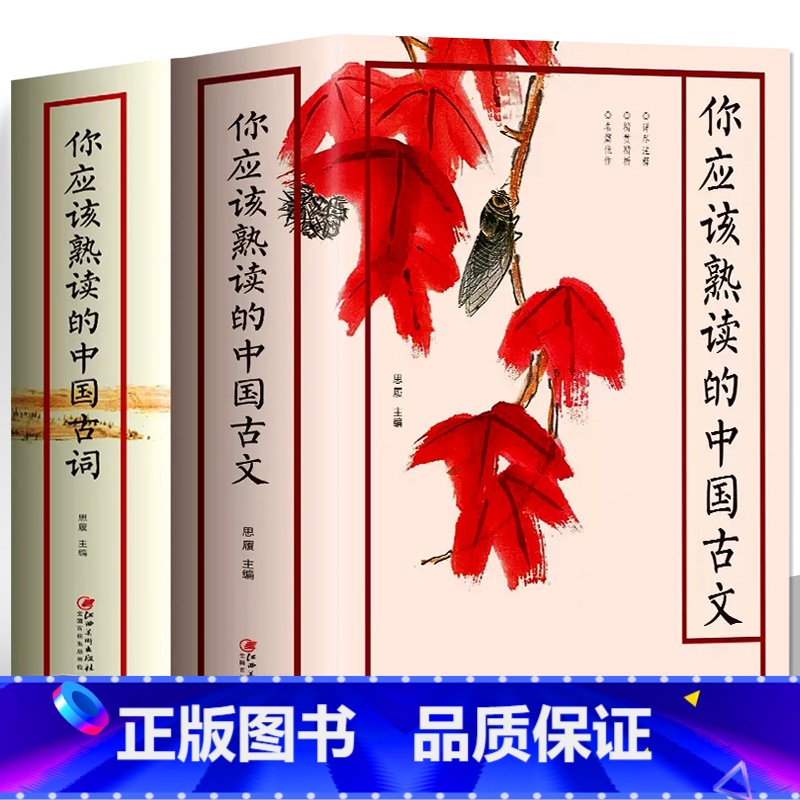 【正版】全2册 你应该熟读的中国古文+古词 一天一篇小古文名篇一看就懂小学生课外读本 人间词话王国维青少年中国诗词大