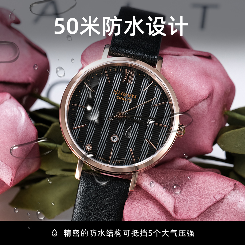 卡西欧手表女2019新款可替换表带时尚防水简约休闲石英表SHE-4534高清大图