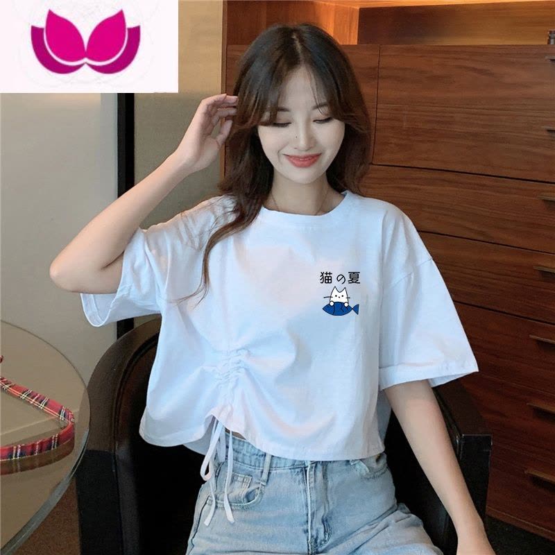 七斓小众设计感高腰露脐短款短袖t恤女2023年新款泫雅风半袖上衣ins潮图片