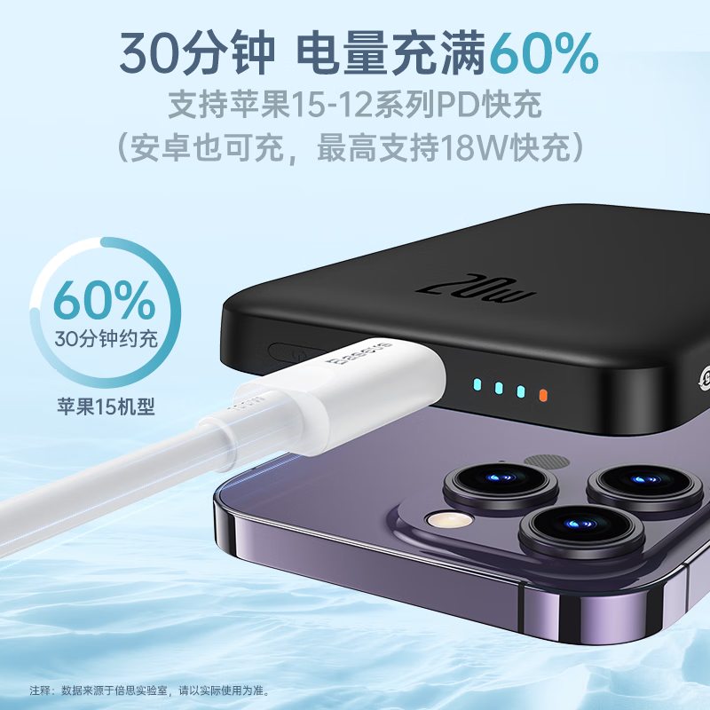 倍思(BASEUS) 磁吸迷你 磁吸无线充电 10000mAh 20W PPCXM10高清大图