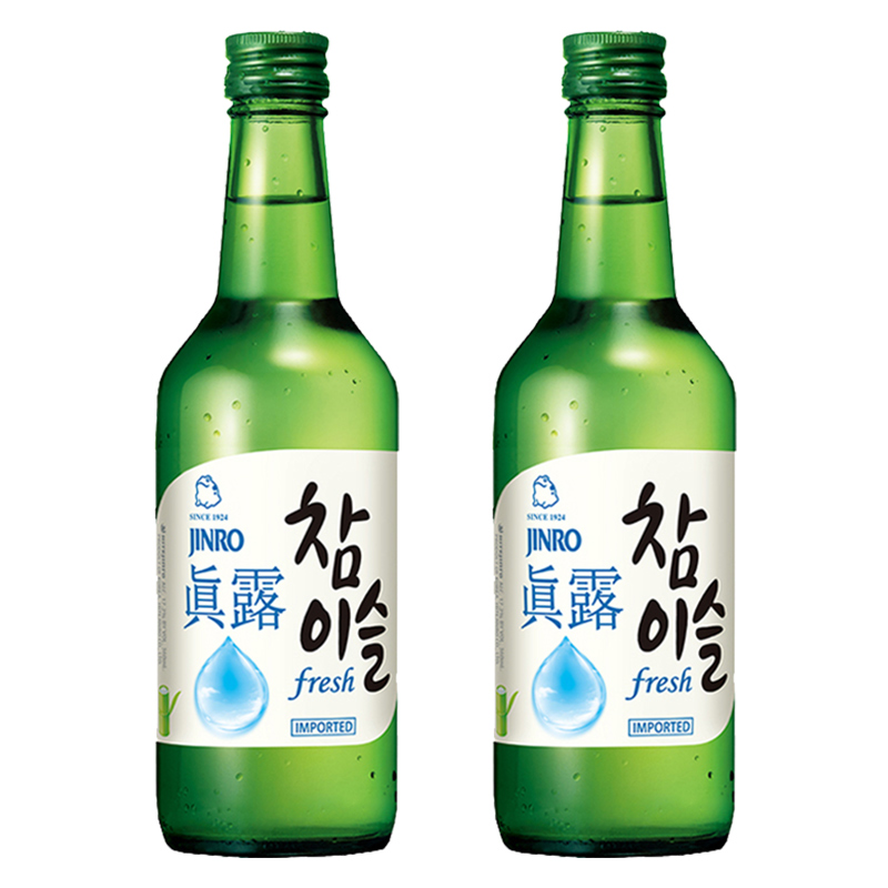 韩国进口新真露竹炭烧酒172度360ml2瓶原味清酒利口预调鸡尾酒参数