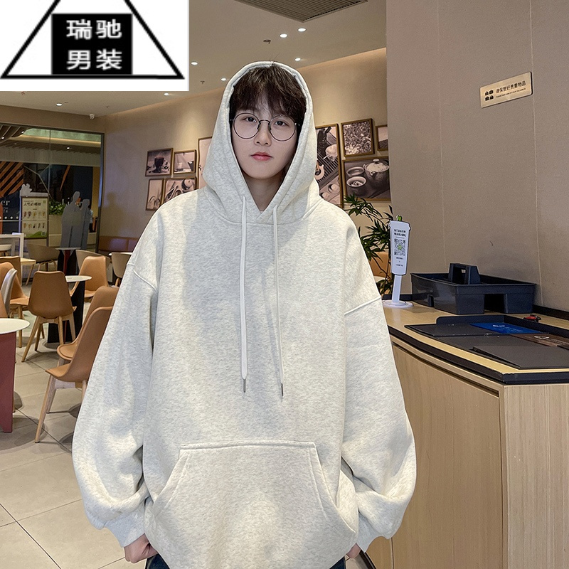 希杰狮王美式慵懒chic卡其色卫衣男连帽外套日系少年感阳光干净穿搭上衣服