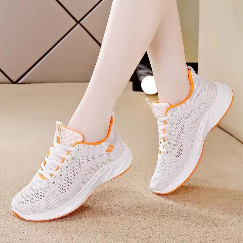 女鞋新款休闲运动鞋跑步鞋平底透气飞织网面鞋韩版高清大图