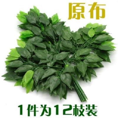 仿真榕树叶塑料树枝工程造景装饰绿色植物叶子过胶榕树枝假树叶原布款