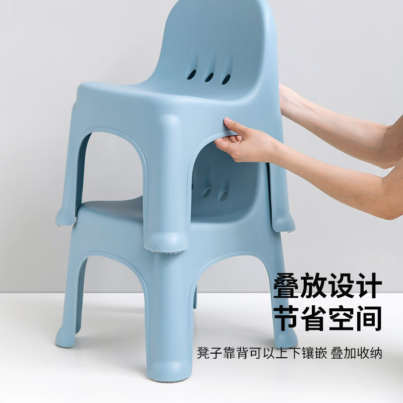 禧天龙(Citylong) 塑料儿童靠背凳子幼儿园加厚小板凳家用宝宝吃饭防滑餐椅 D-2099 泡泡凳石青蓝高清大图
