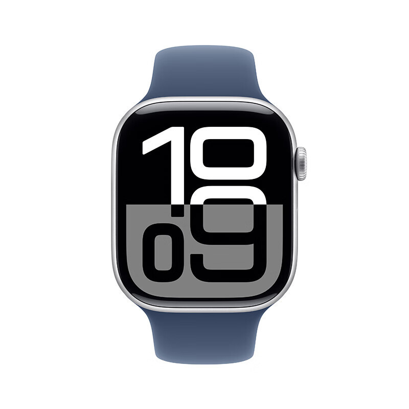 [政府补贴15% 最高补贴500]Apple/苹果 Watch Series 10 智能手表GPS款42毫米银色铝金属表壳丹宁色运动型表带S/M MX1J3CH/B