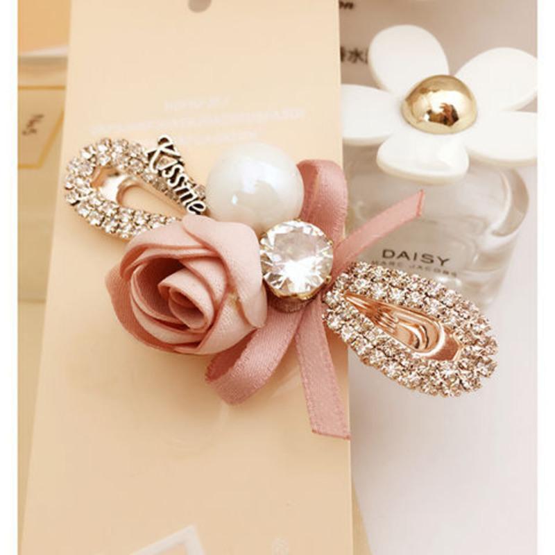 韩国发夹边夹水钻刘海夹蝴蝶结小发卡淑女刘海夹发饰品顶夹成人女花朵