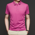 新款商务休闲保罗翻领短袖polo衫男 潮牌半袖男士纯色T恤商务男装 玫红 M