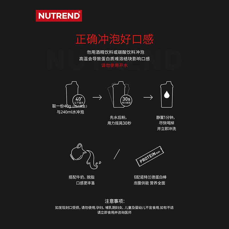 Nutrend诺特兰德水解分离乳清蛋白质粉蛋白营养粉男女健身增健肌巧克力味