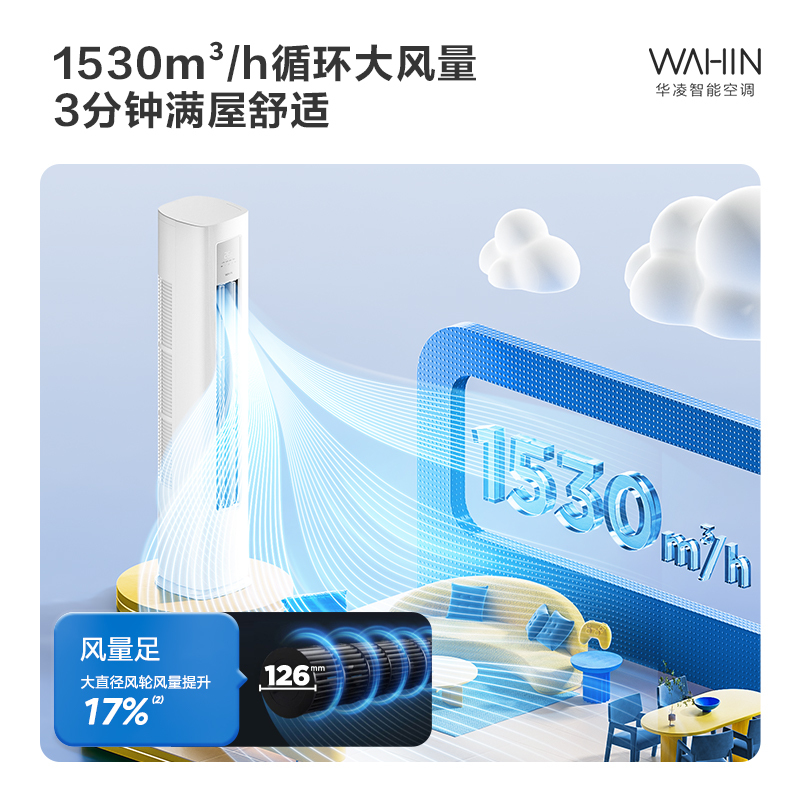 华凌空调超省电3匹柜机新三级能效变频冷暖 省电立式客厅卧室空调柜机 二代升级款KFR-72LW/N8HA3II