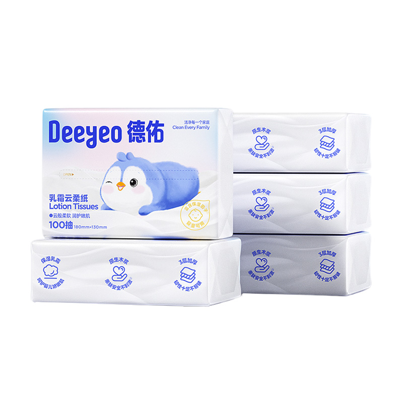 德佑乳霜纸100抽*5包轻盈柔韧2001DYST165(包装随机)