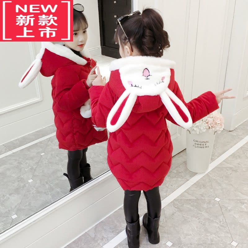 可莉允女童冬装棉衣2022新款宝宝韩版棉袄厚外套儿童中长款羽绒棉服图片